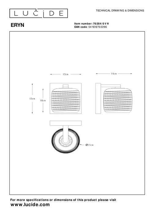 Lucide ERYN - Lámpara de pared - 1xG9 - Cromo - técnico